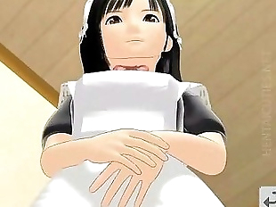 3D hentai maid licking a hard penis - 5 min