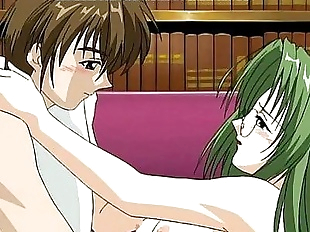 Green-haired hentai babe whanged in a library -..