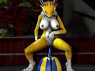 Jolteon takes a dildo in her pussy - 35 sec