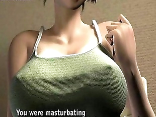 Anime slut rubs a dick with her huge boobs - 4 min